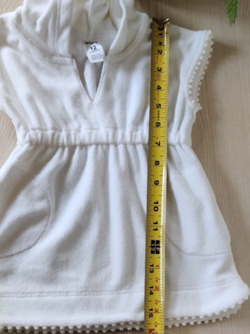 Carter's Baby Terry White Hooded Cover-Up  Size 12 Months 💰